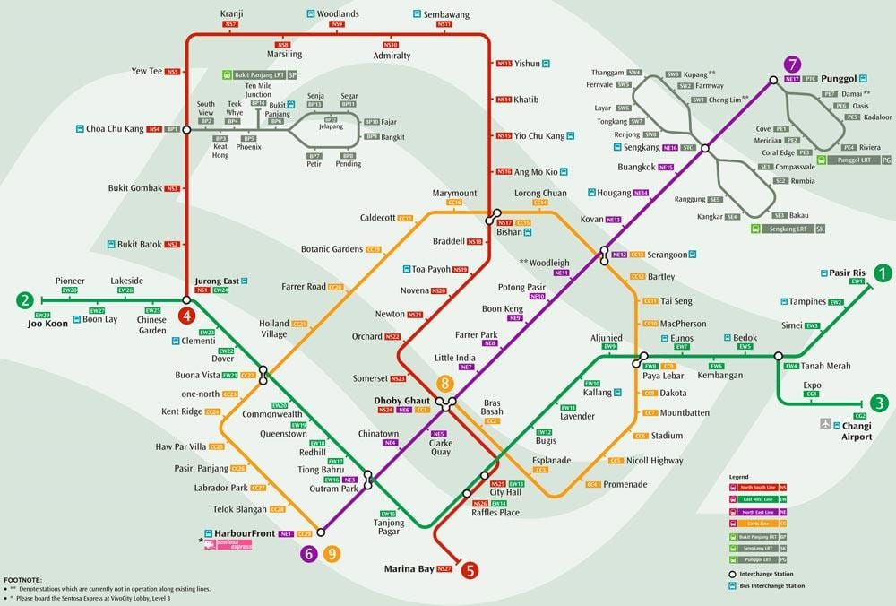система MRT карту Сінгапуру
