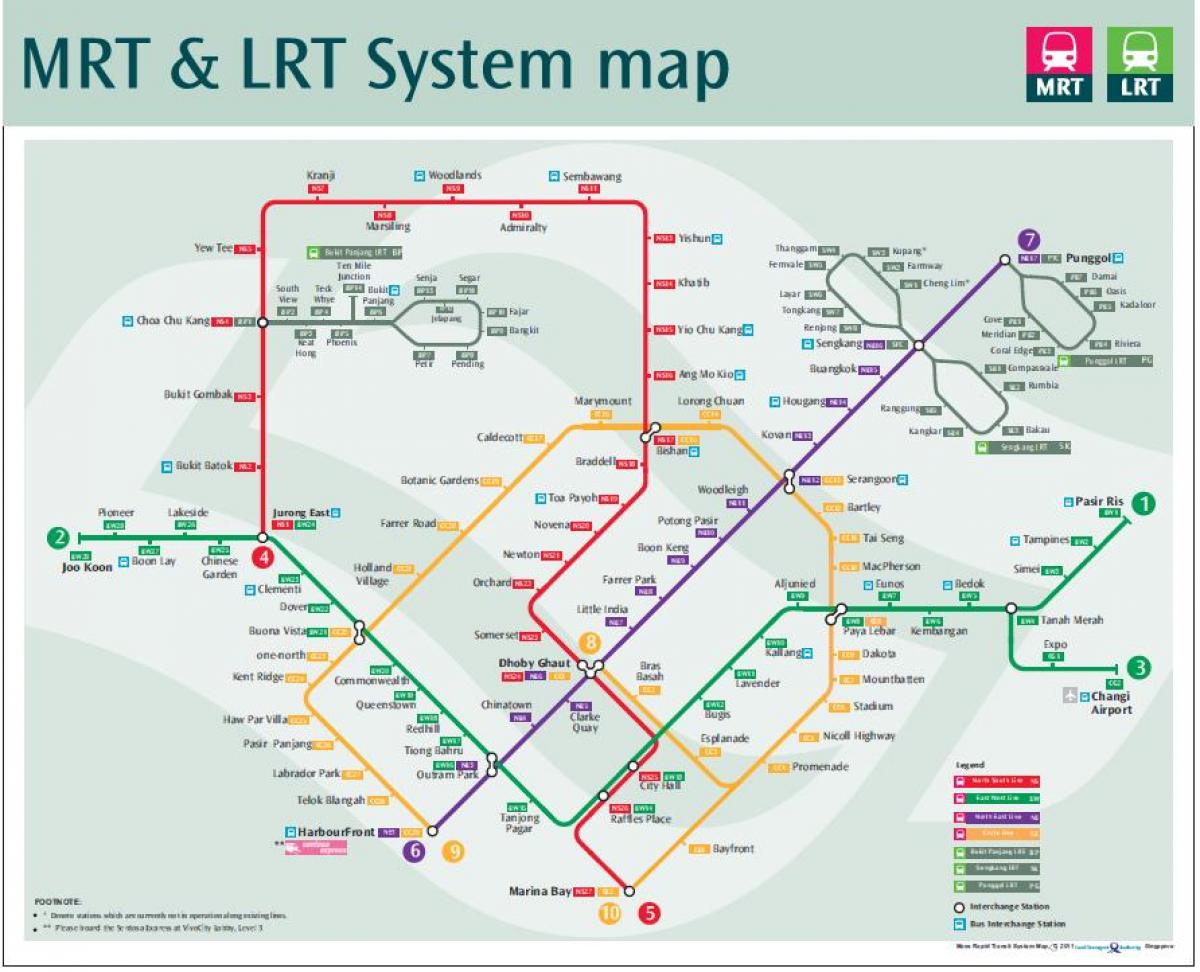 лрт маршрут на карті Сінгапуру