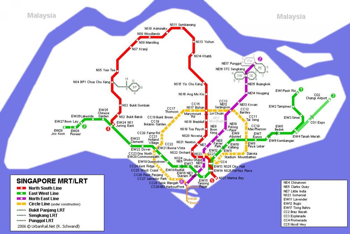 СЗГ маршрут на карті Сінгапуру