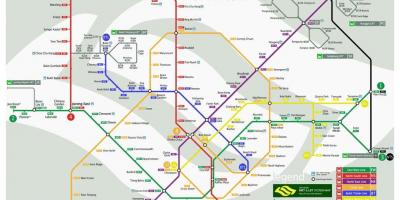 Сінгапурські лінії метро на карті